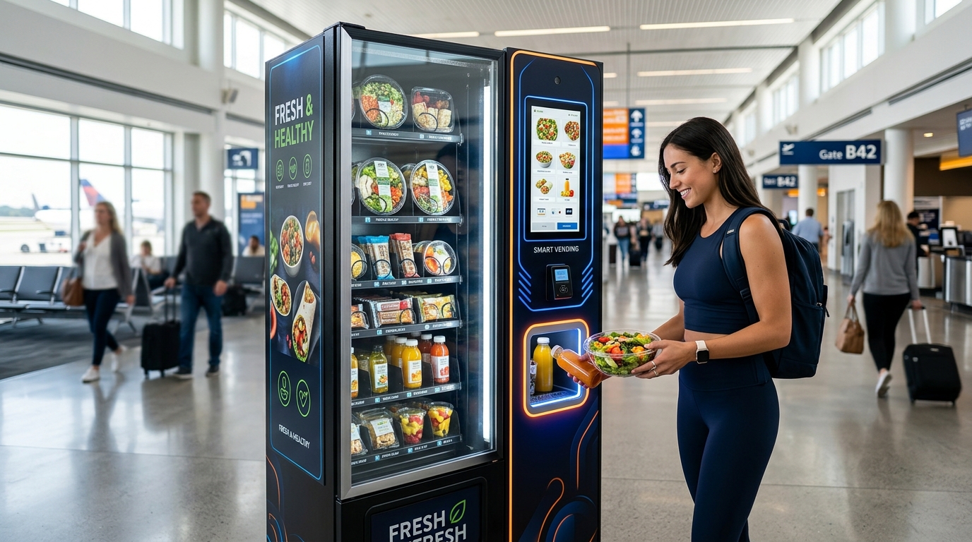 Los mejores negocios para invertir capital inicial Máquina expendedora inteligente y moderna de comida saludable para pequeños negocios rentables